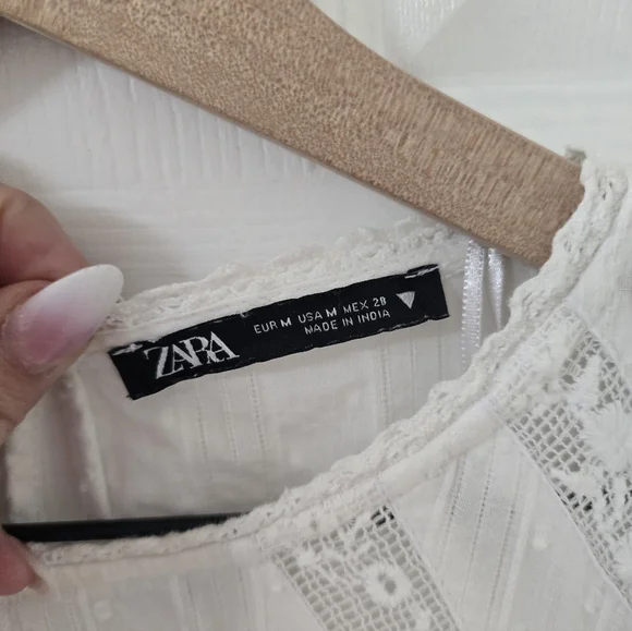 Zara White Cotton Short Sleeves Mini Dress Size M - Picture 5 of 6